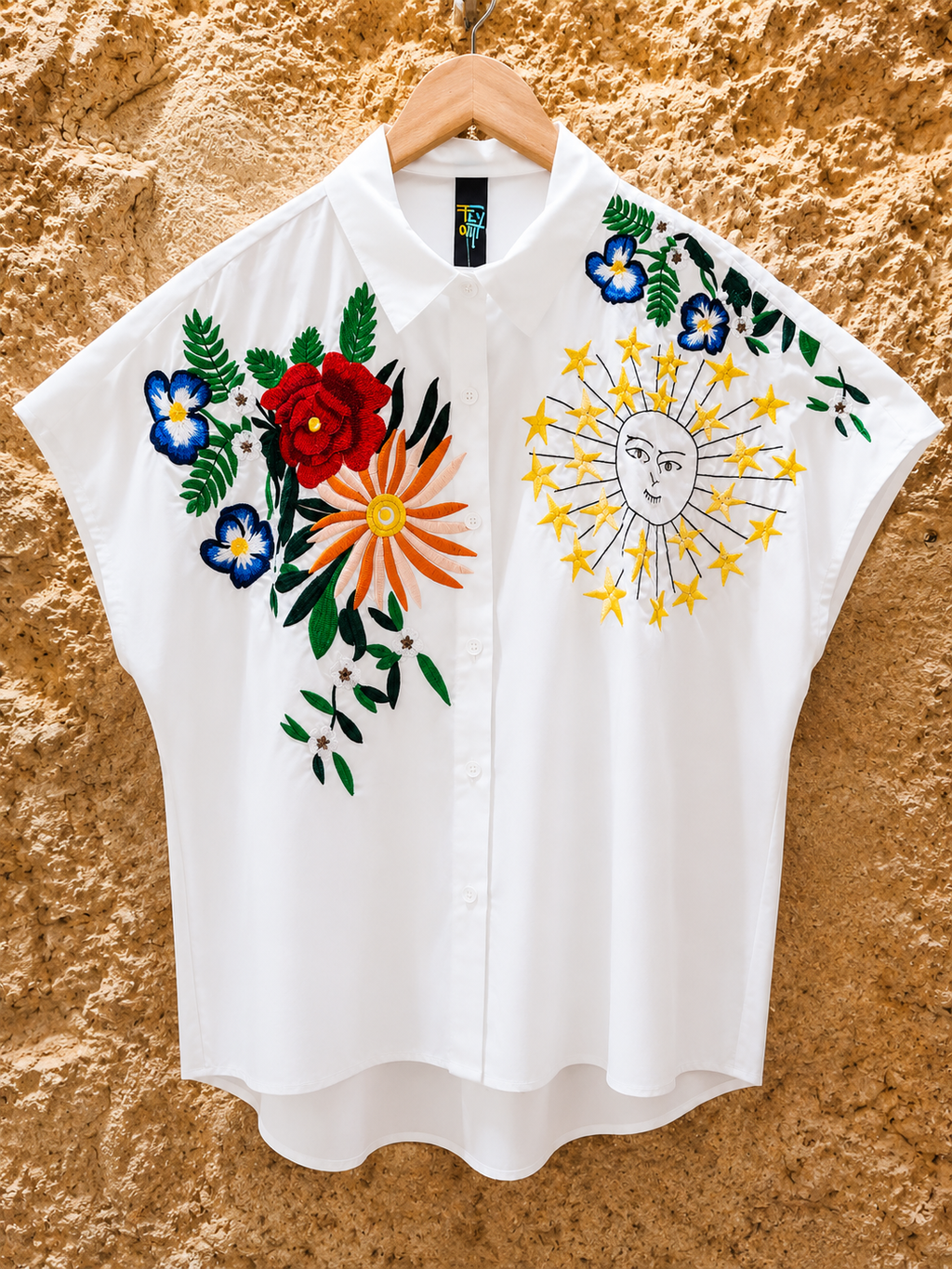 Camisa bordada artística 100%  de algodon