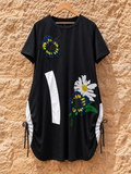 Vestido Midi negro con Flor