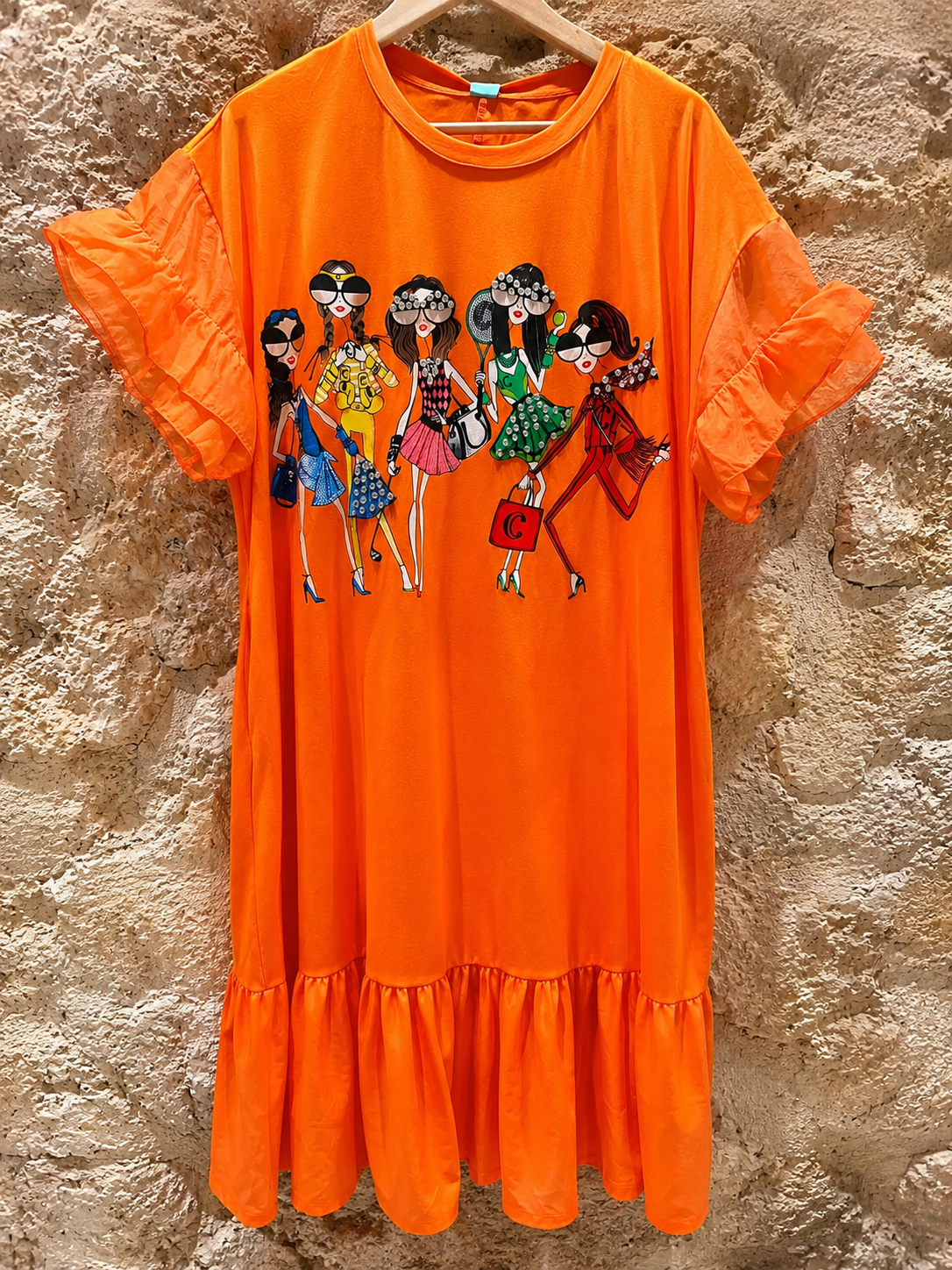 Vestido Volantes Naranja