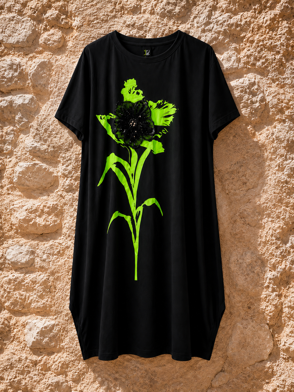 Vestido Midi negro Flor