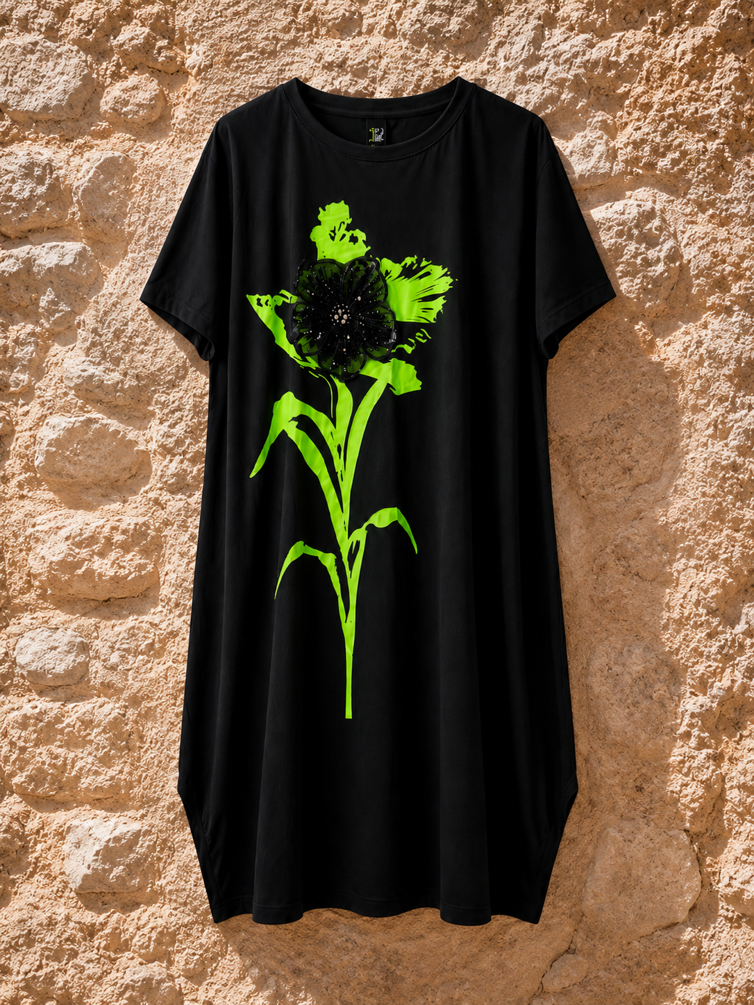 Vestido Midi negro Flor