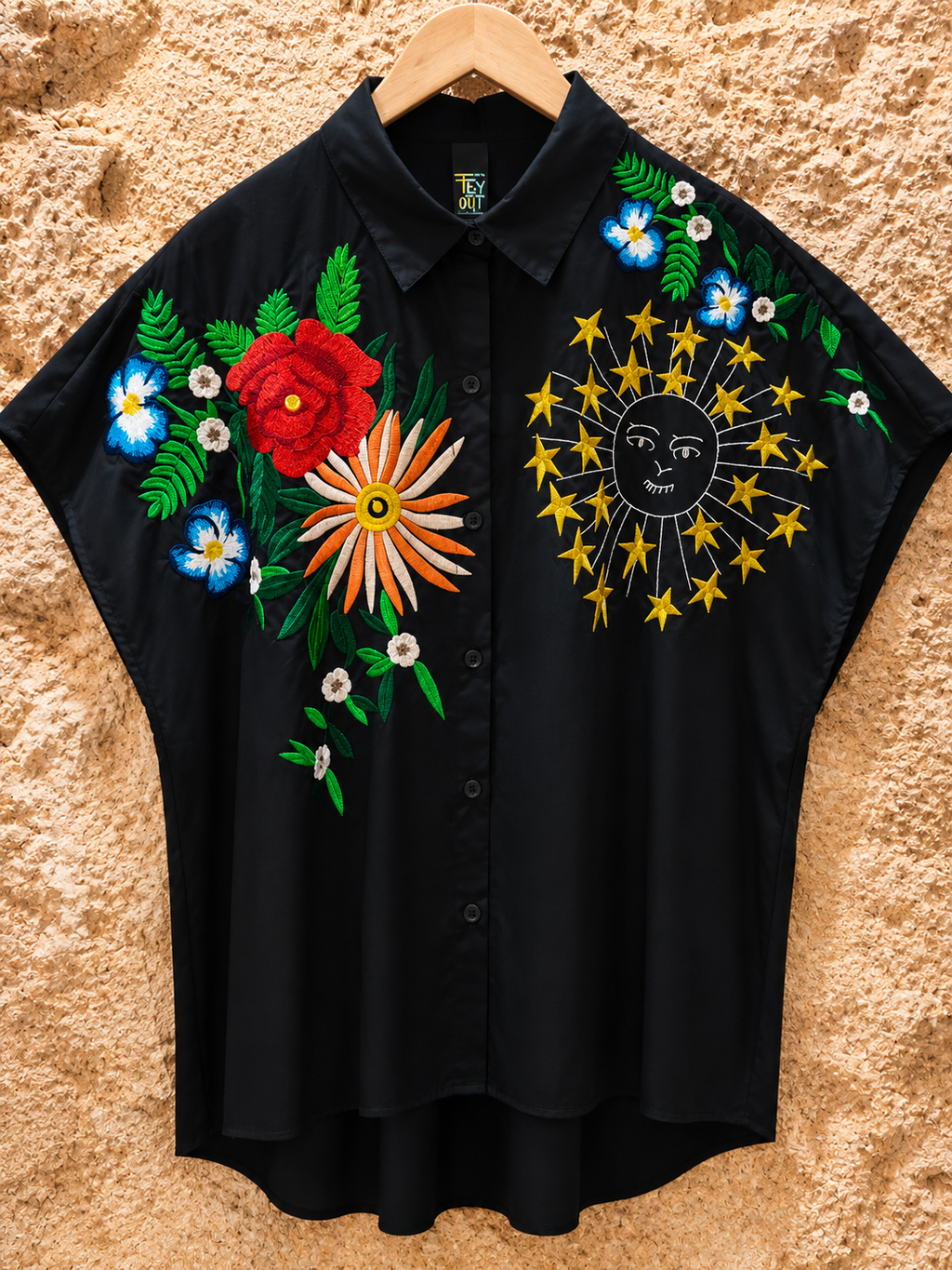 Camisa bordada 100% algodon