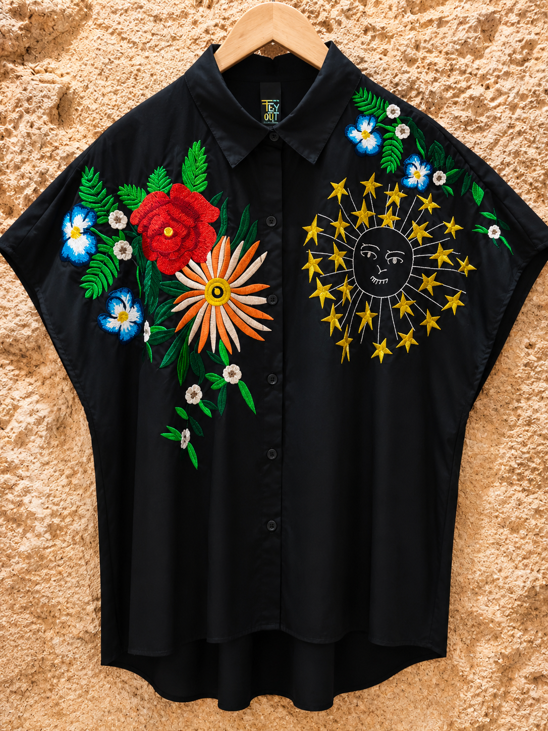 Camisa bordada 100% algodon