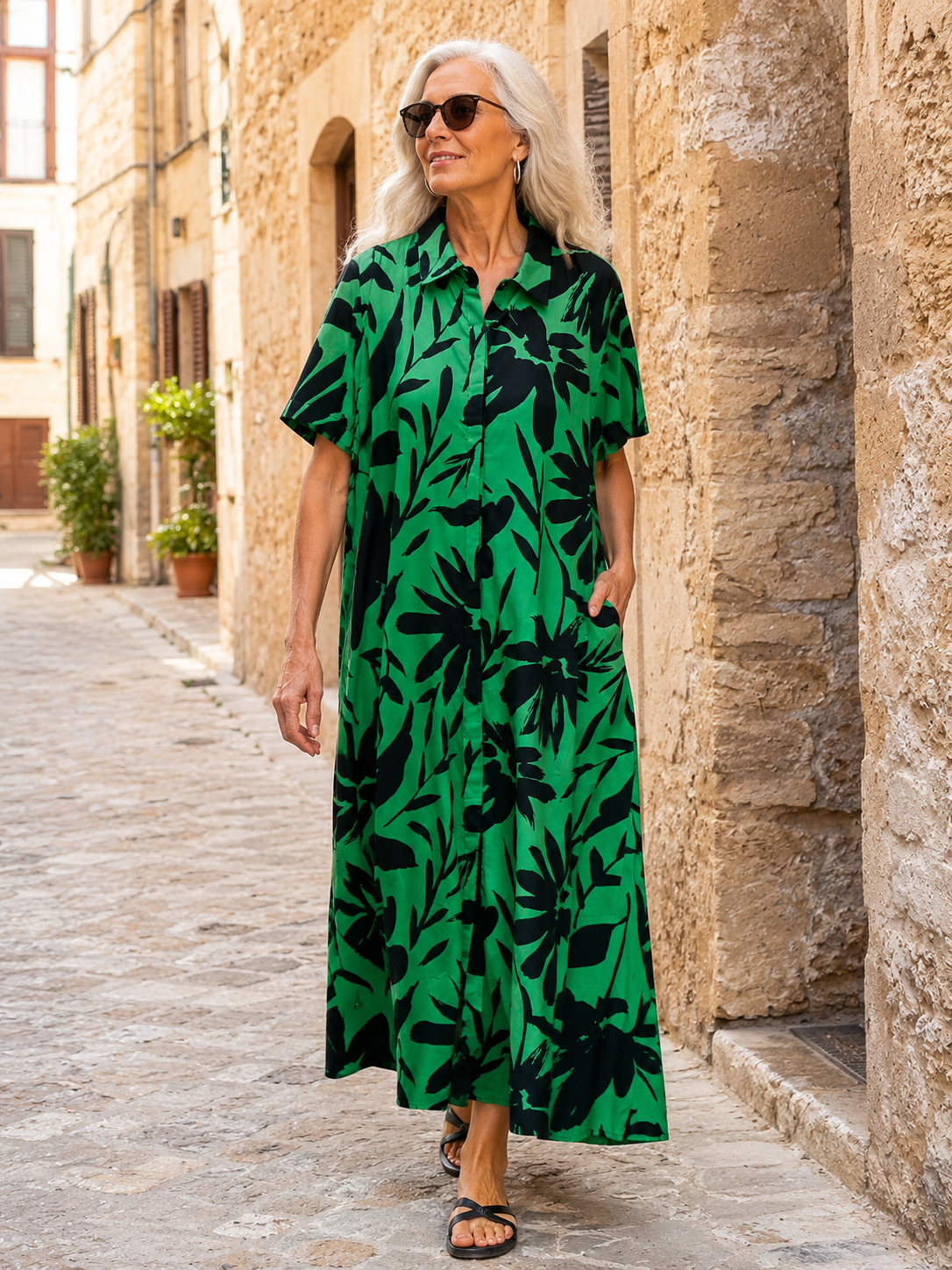 Vestido largo de diseño italiano,